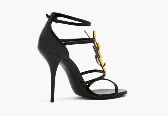 Обувь Saint Laurent Cassandra Sandals In Patent Leather «Noir» черный