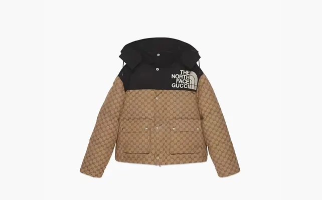 Одежда Gucci x The North Face GG Padded Short Jacket WMNS «Black Ebony Beige» бежевый