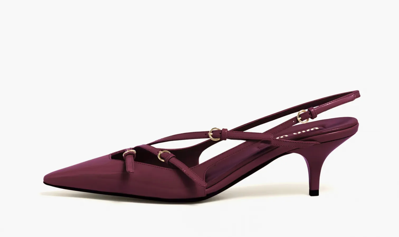 Miu Miu Patent Leather Slingbacks With Buckles «Crimson»