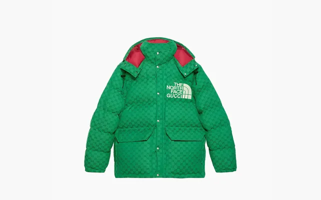  Gucci x The North Face Down Coat «Green/Dark Green» zelyenye