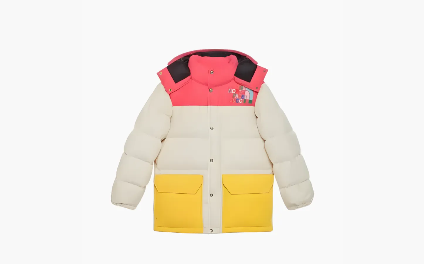 Gucci x The North Face Down Jacket «Ivory/Dark Pink/Yellow»