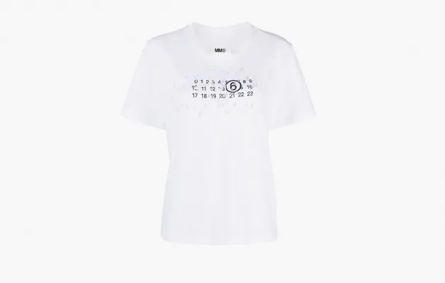 Одежда MM6 Maison Margiela Destroyed Logo T-Shirt «White» belye