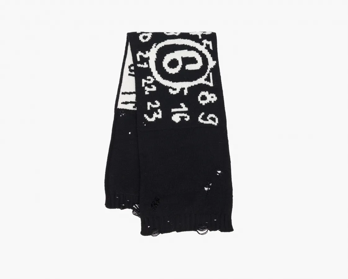 MM6 Maison Margiela Numbers-Motif Virgin Wool Scarf