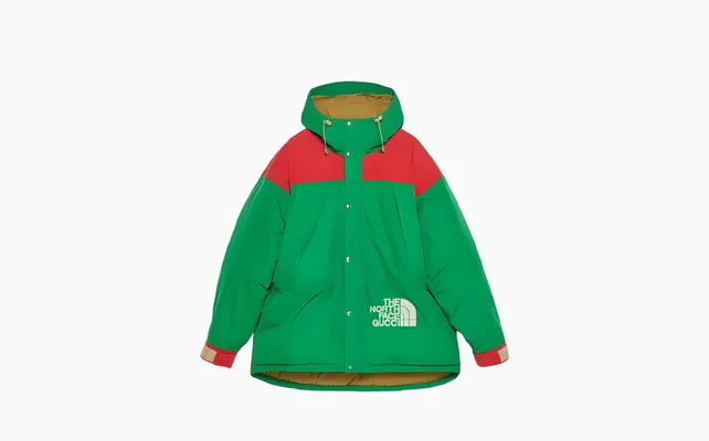  Gucci x The North Face Down Jacket «Green/Red» zelyenye