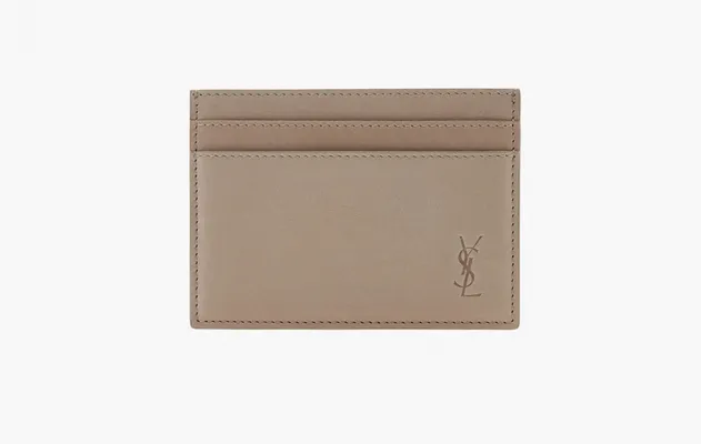 Аксессуары Saint Laurent Cardholder With Embossed Logo бежевый