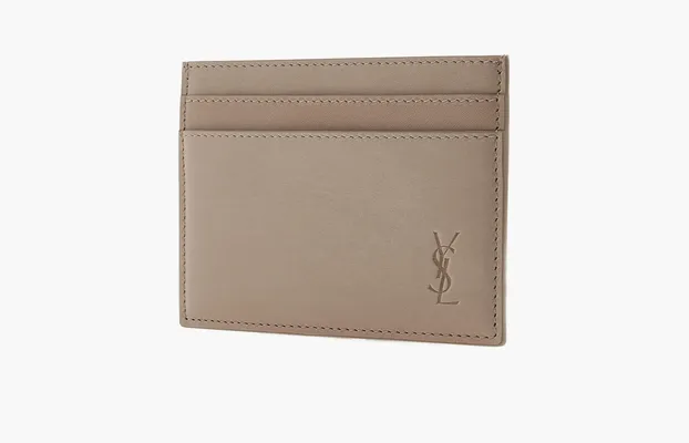 Аксессуары Saint Laurent Cardholder With Embossed Logo бежевый