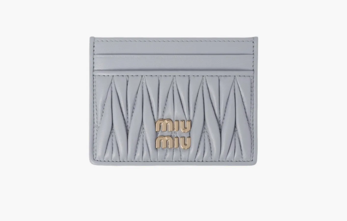Miu Miu Matelassé Nappa Leather Card Holder «Pearl Gray»