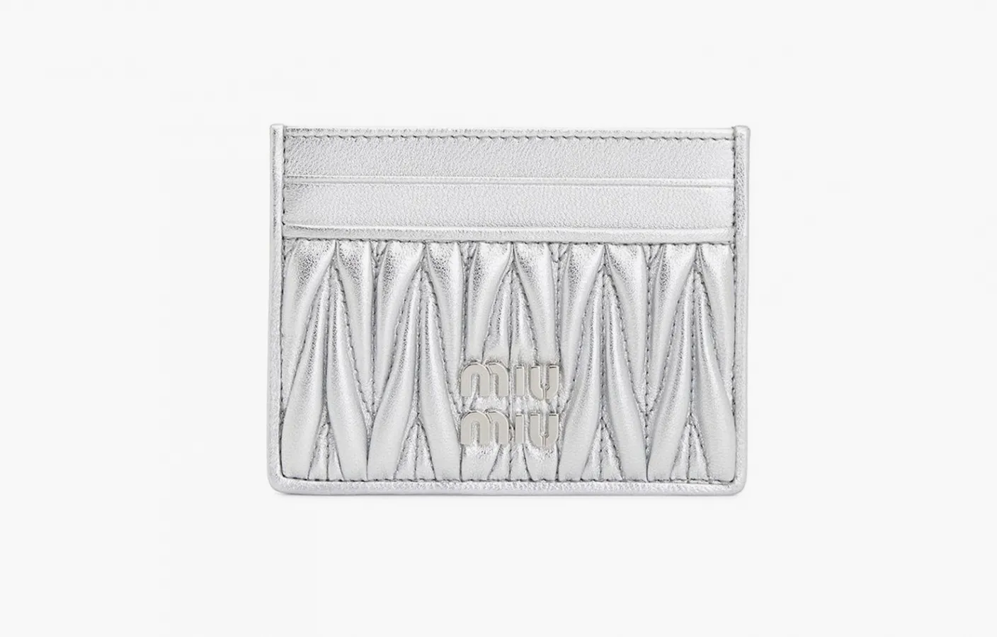 Miu Miu Matelasse Nappa Leather Card Holder «Silver»
