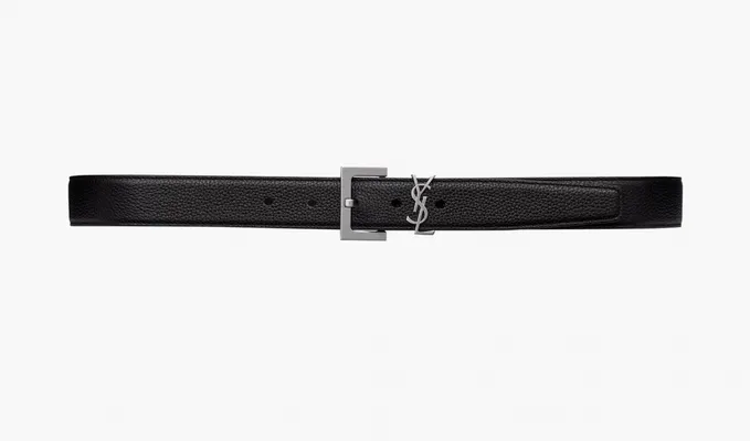 Аксессуары Saint Laurent Cassandre Belt In Grained Leather «Black» chyernye