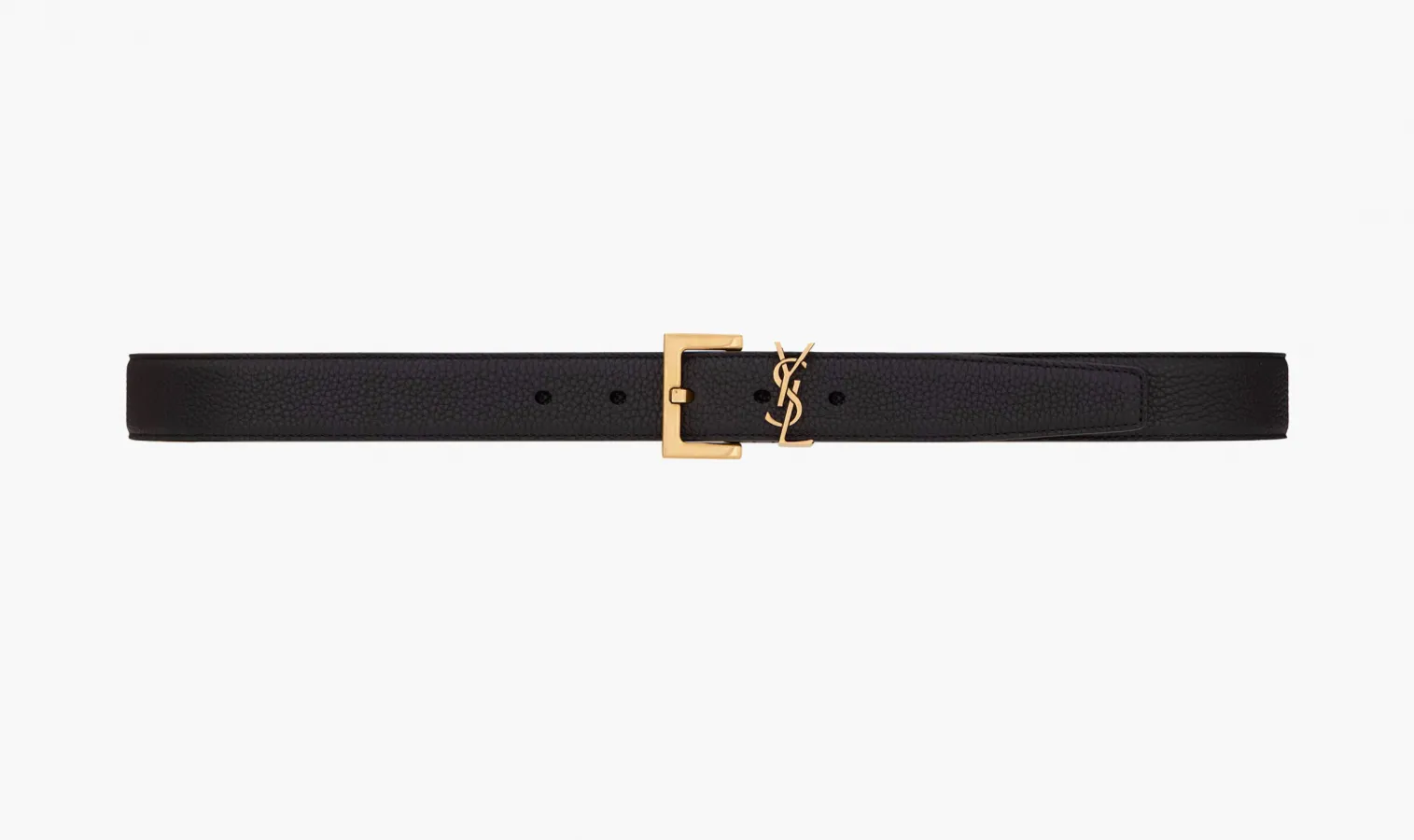 Saint Laurent Cassandre Belt In Grained Leather «Noir»