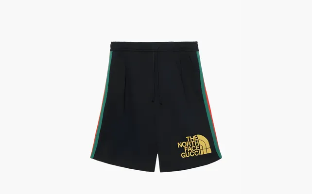 Одежда Gucci x The North Face Web Print Cotton Shorts «Black» chyernye