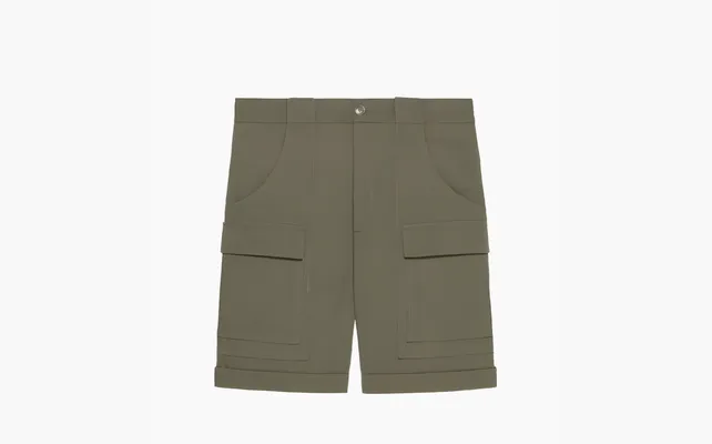 Одежда Gucci x The North Face Web Print Cotton Shorts «Army Green» zelyenye