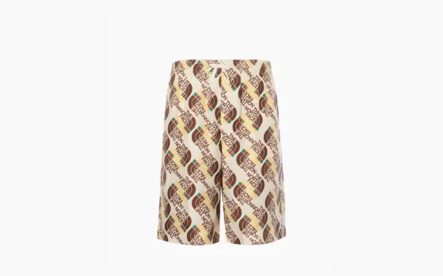 Одежда Gucci x The North Face Web Print Cotton Shorts «Brown» korichnevye