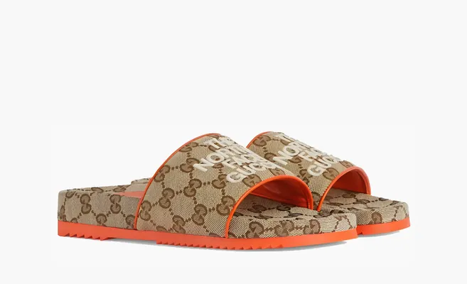  Gucci x The North Face GG Slide «Orange Beige Ebony Original GG Canvas» korichnevye