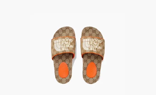  Gucci x The North Face GG Slide «Orange Beige Ebony Original GG Canvas» korichnevye