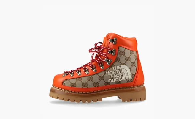  The North Face x Gucci Lace Up Boot «Beige Orange Monogram» oranzhevye