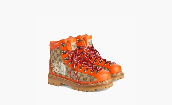  The North Face x Gucci Lace Up Boot «Beige Orange Monogram» oranzhevye