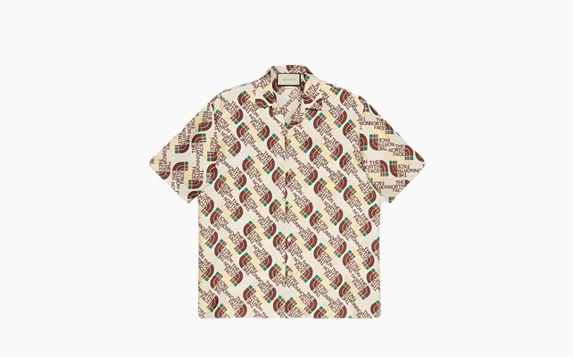 Одежда GUCCI X The North Face Web Silk Shirt «Brown» korichnevye