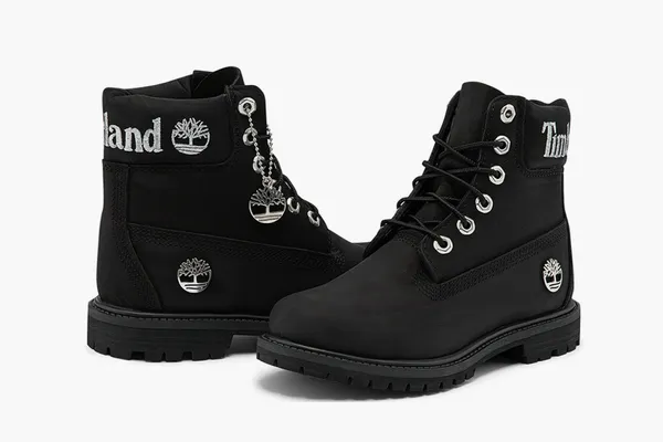 Обувь Timberland 6 Inch Premium Waterproof Boots WMNS «Black Nubuck With Silver Logo» chyernye