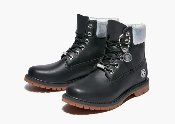 Обувь Timberland Heritage 6 Inch Waterproof Boots WMNS «Black Full Grain With Silver Collar» chyernye