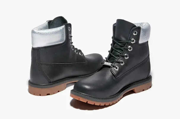 Обувь Timberland Heritage 6 Inch Waterproof Boots WMNS «Black Full Grain With Silver Collar» chyernye
