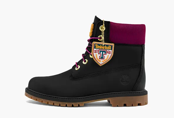Обувь Timberland Heritage 6 Inch Waterproof Boots WMNS «Black Nubuck With Pink» chyernye