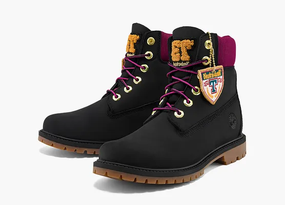 Обувь Timberland Heritage 6 Inch Waterproof Boots WMNS «Black Nubuck With Pink» chyernye