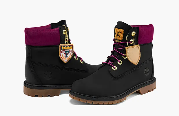 Обувь Timberland Heritage 6 Inch Waterproof Boots WMNS «Black Nubuck With Pink» chyernye