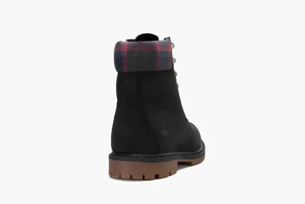 Обувь Timberland Heritage 6 Inch Waterproof Boots WMNS «Black Nubuck With Pink Teal Plaid» chyernye