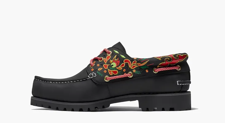 Обувь Timberland 3-Eye Lug Handsewn Boat x Clot «Black» черный