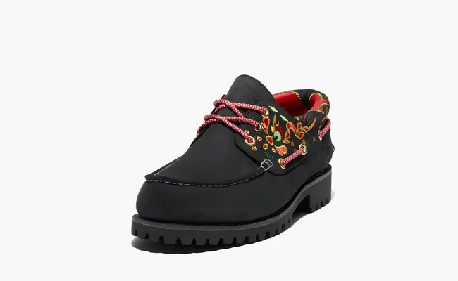 Обувь Timberland 3-Eye Lug Handsewn Boat x Clot «Black» черный