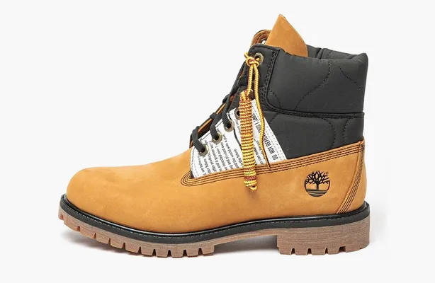 Обувь Timberland Premium 6 Inch Leather and Fabric Boots «Wheat Nubuck with Black» zhyeltye