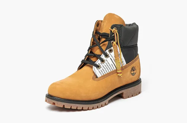 Обувь Timberland Premium 6 Inch Leather and Fabric Boots «Wheat Nubuck with Black» zhyeltye