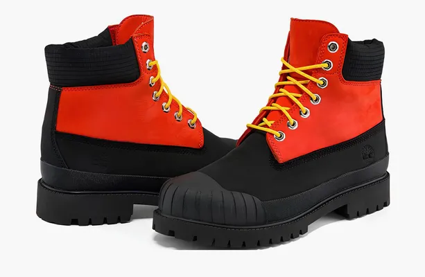 Обувь Timberland Premium 6 Inch Waterproof Boot «Medium Orange Nubuck with Black» chyernye
