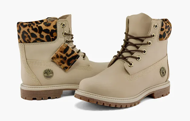 Обувь Timberland 6 Inch Safari Cheetah Waterproof Boot WMNS «Ivory Nubuck» bezhevye