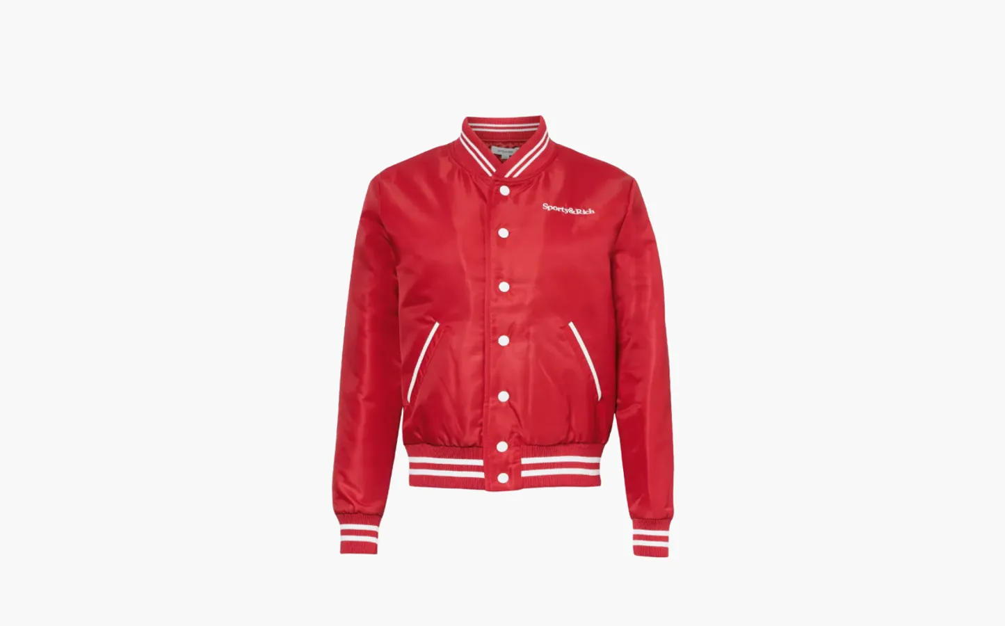 Sporty & Rich Women's Wellness Club embroidered Satin Varsity Jacket «Red»