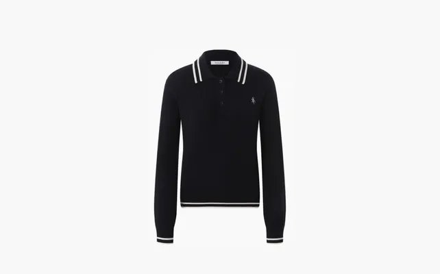 Одежда Sporty & Rich Logo-embroidered Polo Top WMNS «Navy» chyernye