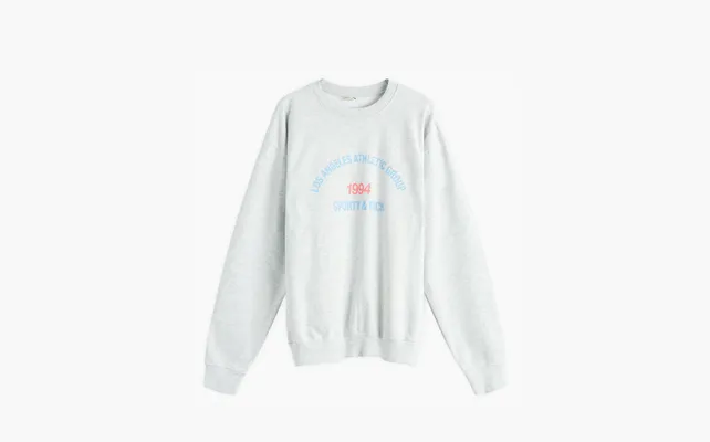 Одежда Sporty & Rich  Logo text-print cotton-blend sweatshirt «Gray» serye