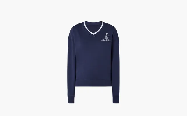 Одежда Sporty & Rich Serif sweater met logoborduring WMNS «Marine Blue» sinie