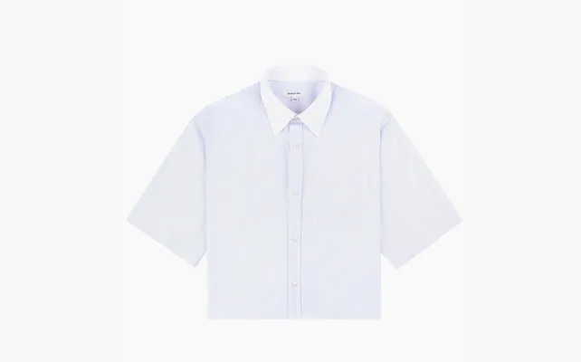 Одежда Sporty & Rich Striped Croped Cotton Shirt «Blue» golubye