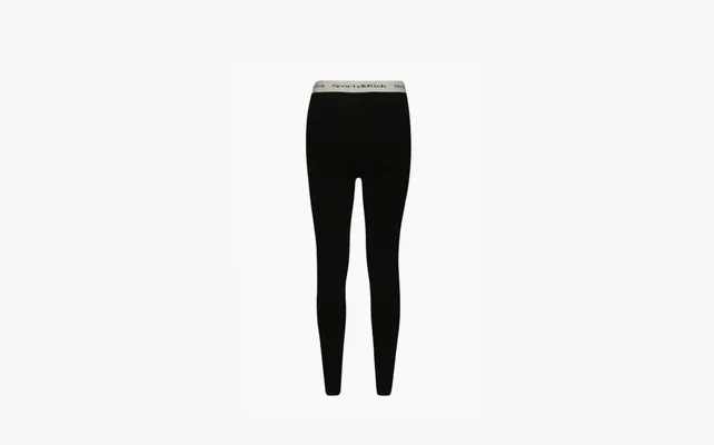  Sporty & Rich Serif-logo Ribbed Leggings «Black» chyernye