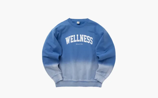 Одежда Sporty & Rich Wellness Ivy Crewneck Dip Dye «Cornflower Blue» golubye