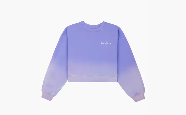 Одежда Sporty & Rich Serif logo cropped Crewneck Sweatshirt WMNS «Dyed blue» sinie