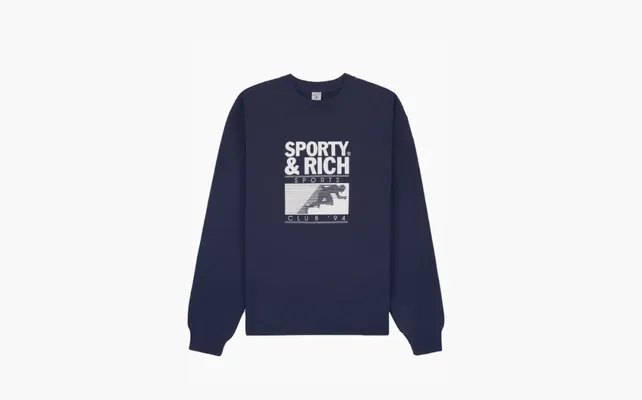 Одежда Sporty & Rich Motion Club logo-print Sweatshirt «Marine Blue» sinie