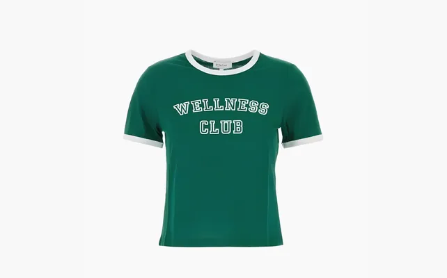 Одежда Sporty & Rich Logo Printed Crewneck T-Shirt «Green» zelyenye