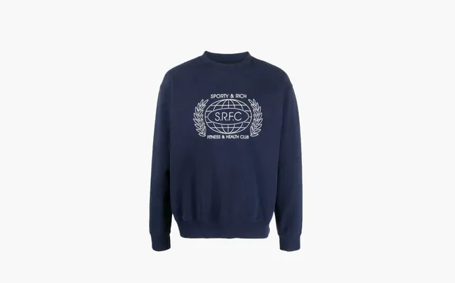 Одежда Sporty & Rich SRFC-print Cotton Sweatshirt «Blue» sinie
