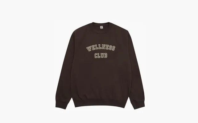 Одежда Sporty & Rich Wellness Club Flocked Crewneck «Chocolate/Cream» korichnevye