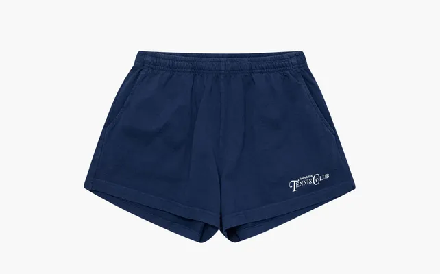 Одежда Sporty & Rich Rizzoli Logo Printed Track Shorts «Navy Blue» sinie