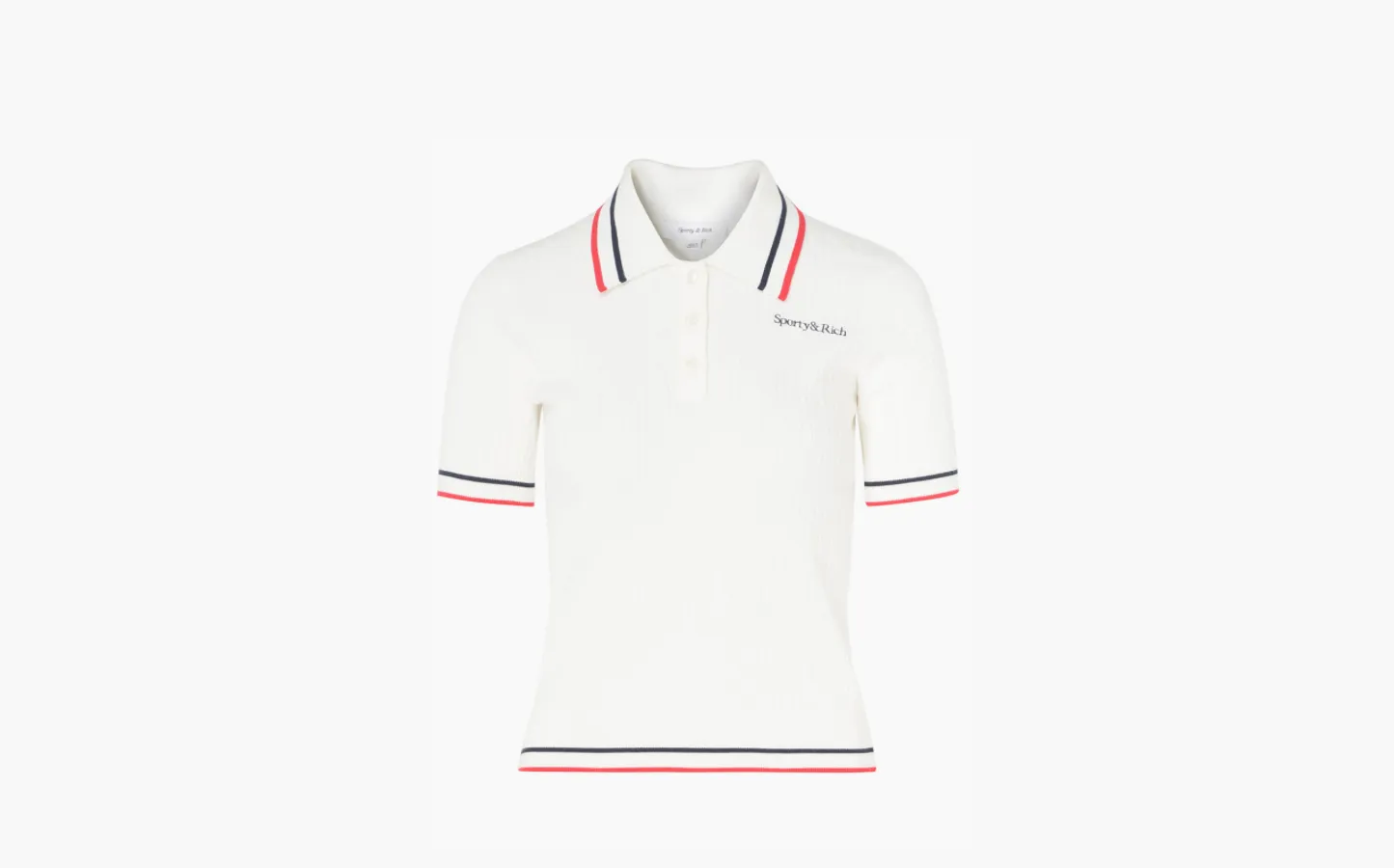 Sporty & Rich PoloWhite in white jersey with embroidered logo «White»