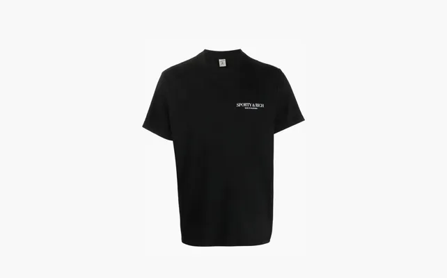 Одежда Sporty & Rich logo-print Cotton T-shirt «Black» chyernye